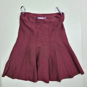 HERVE LEGER Burgundy Bodycon Bandage Flare Skirt